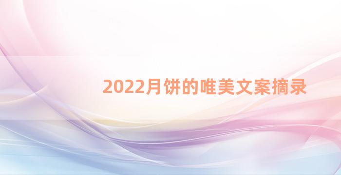 2022月饼的唯美文案摘录