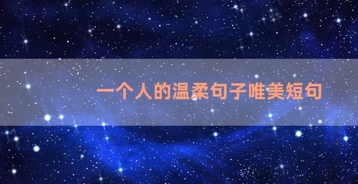 一个人的温柔句子唯美短句