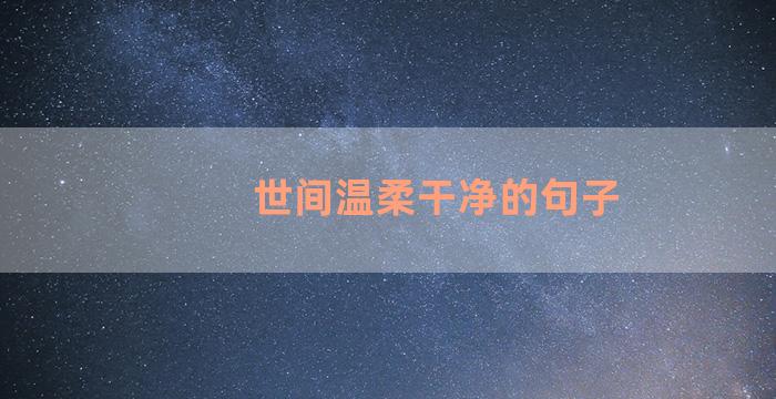 世间温柔干净的句子