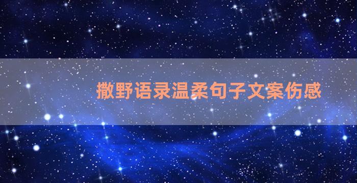 撒野语录温柔句子文案伤感